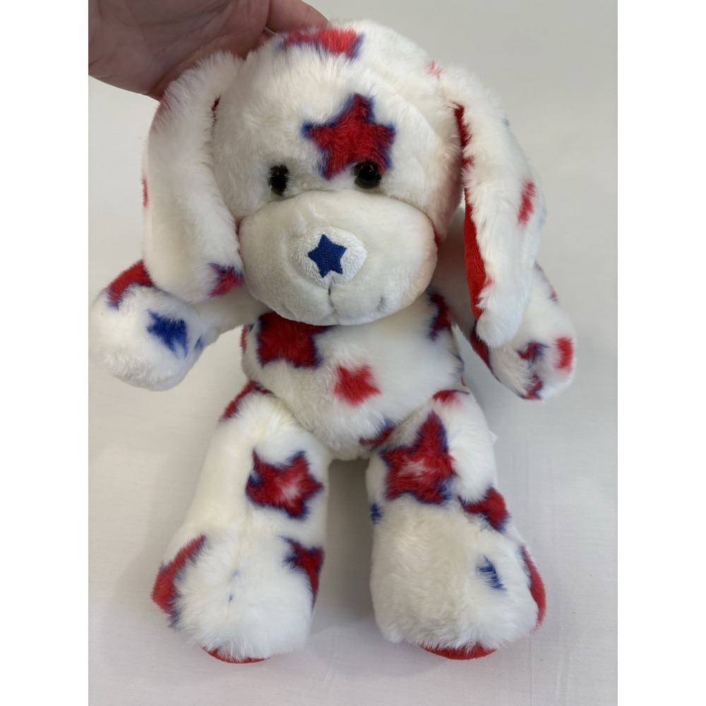 Build A Bear Patriotic Puppy Dog Red Blue Stars White Plush 14 In Stuffed Animal